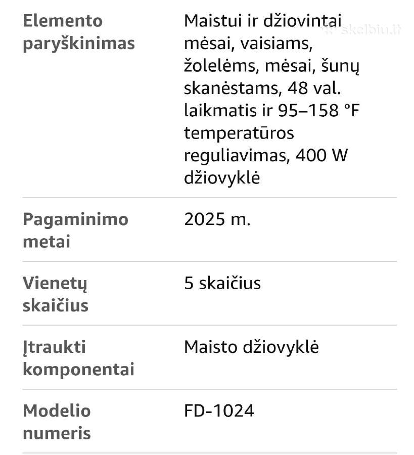 Maisto,vaisiu džiovintuvas, dehydratorius Fohere - nuotraukos Nr. 6