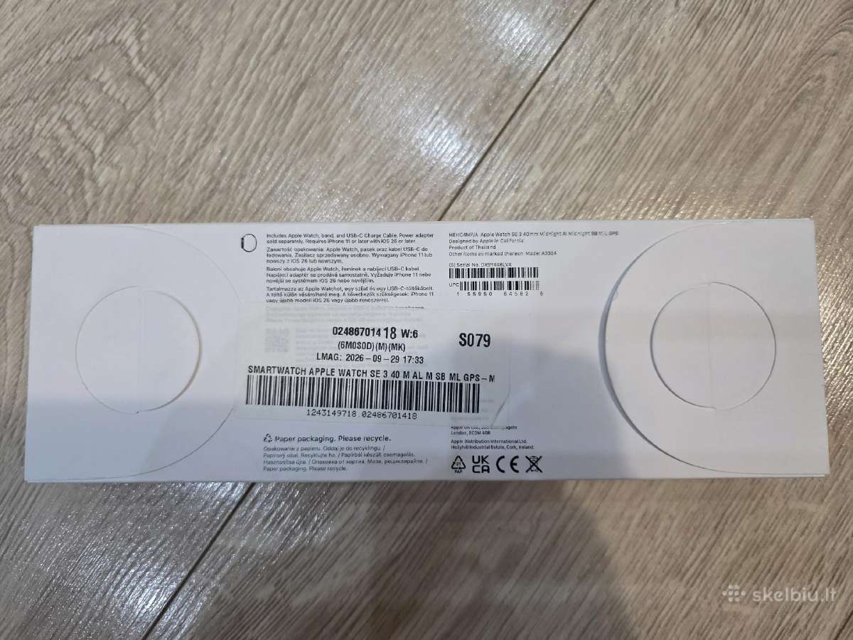 Parduodu naują Apple Watch Se 3 40 mm Midnight GPS - nuotraukos Nr. 3