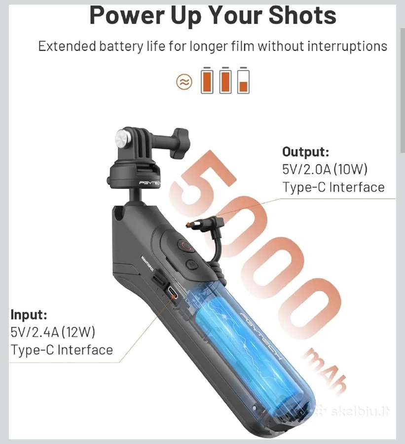 Pgytech Caplock Mantispod Power trikojis baterija - nuotraukos Nr. 2