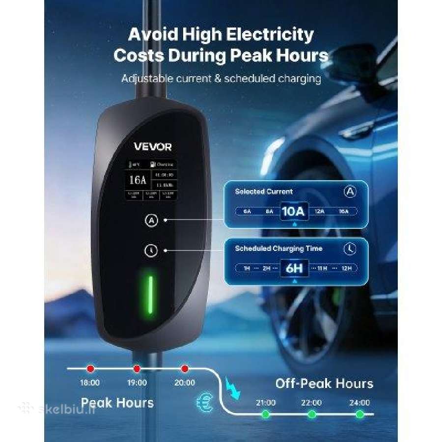 Nešiojamas 11 kw Ev įkroviklis su 8 m kabeliu - nuotraukos Nr. 3