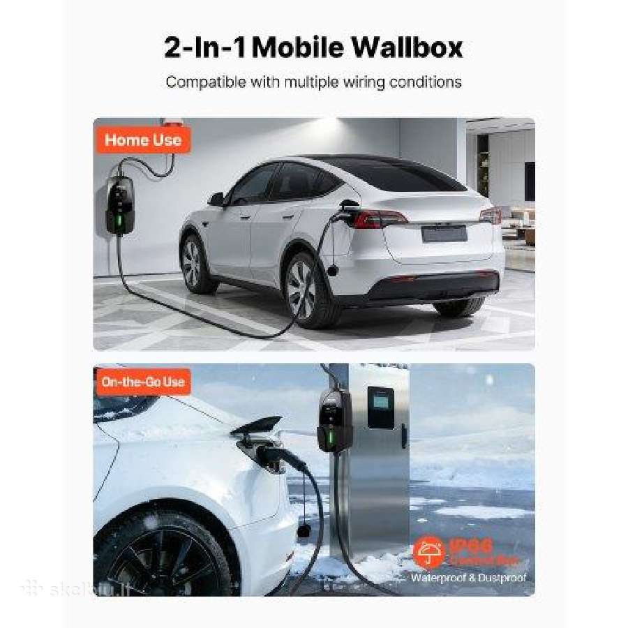 Nešiojamas 11 kw Ev įkroviklis su 8 m kabeliu - nuotraukos Nr. 5
