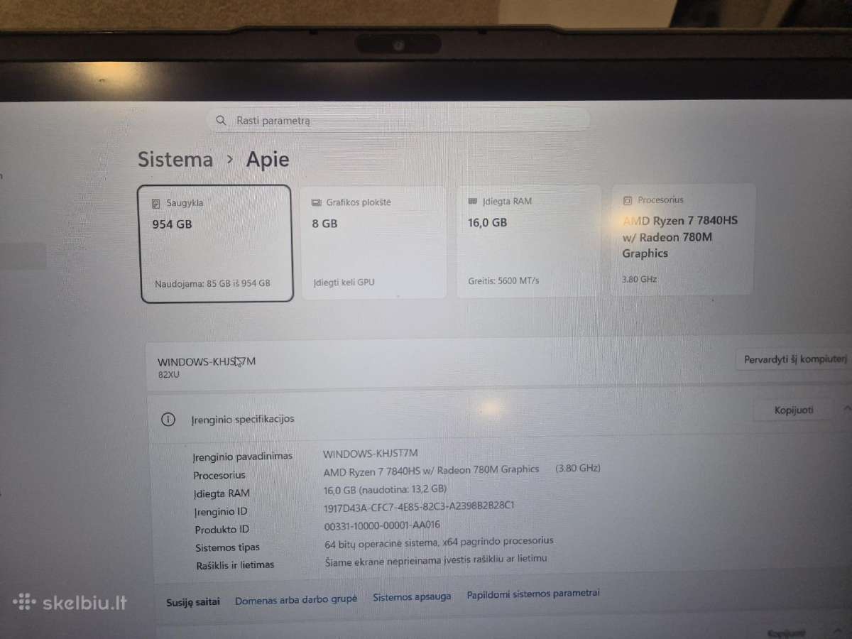 Lenovo Loq 15ryzen 7 7840hs Rtx 4060 8gb,16gb,1tb - nuotraukos Nr. 4