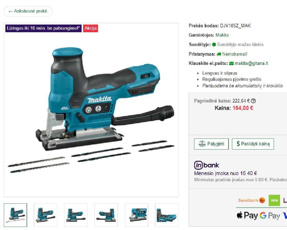 Makita Dlx5032t + Dhg181zj + Djv185 + Priedai - nuotraukos Nr. 9