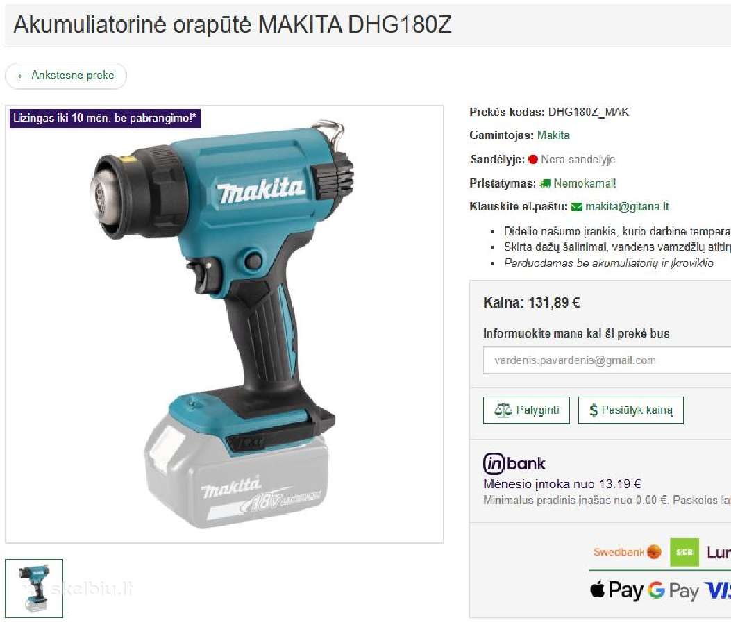 Makita Dlx5032t + Dhg181zj + Djv185 + Priedai - nuotraukos Nr. 10