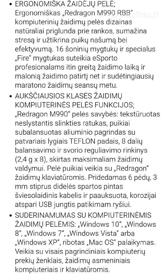 Laidinė žaidimų pelė Redragon M990 legend - nuotraukos Nr. 6