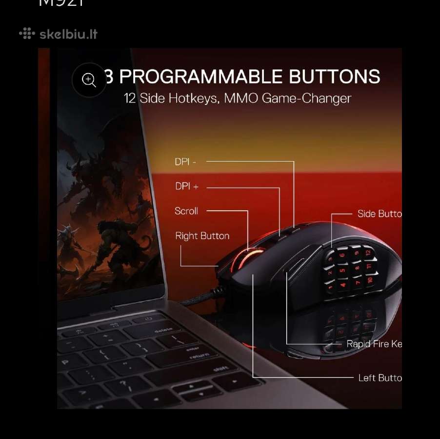 Laidinė žaidimų pelė Redragon M921-rgb Azzinoth - nuotraukos Nr. 2