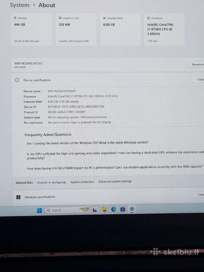 Clevo I7 512 Darbui 17,3 Fullhd - nuotraukos Nr. 7