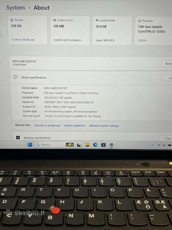 Lenovo Thinkpad T14s Gen 4 i5 16gb 256 - nuotraukos Nr. 8