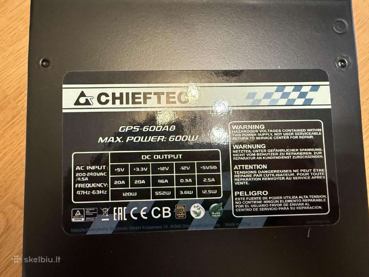 Psu matininimo blokas Chieftec GPS-600a8 - nuotraukos Nr. 4