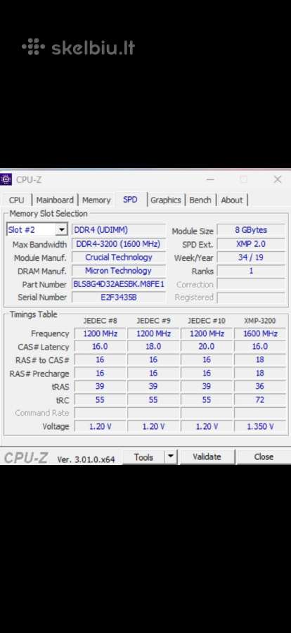 Crucial Ballistix Sport LT 16 GB Ddr4 3200 MHz - nuotraukos Nr. 3