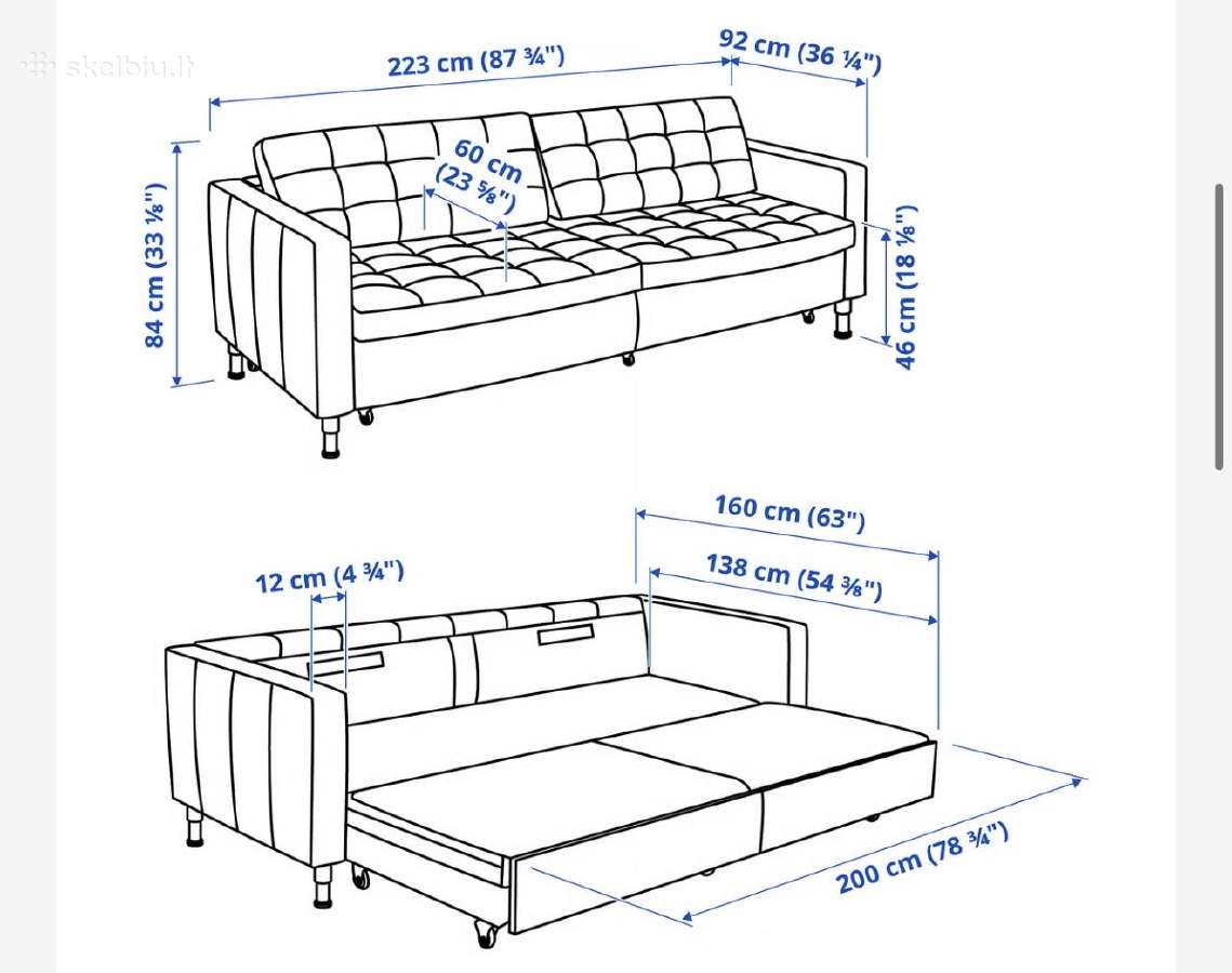 Sofa lova landskrona ir 2 foteliai - nuotraukos Nr. 4