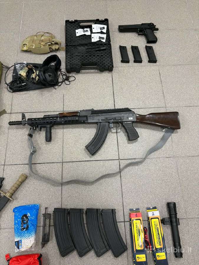 Airsoft komplektas: E&l Ak, Desert Eagle, apranga - nuotraukos Nr. 4