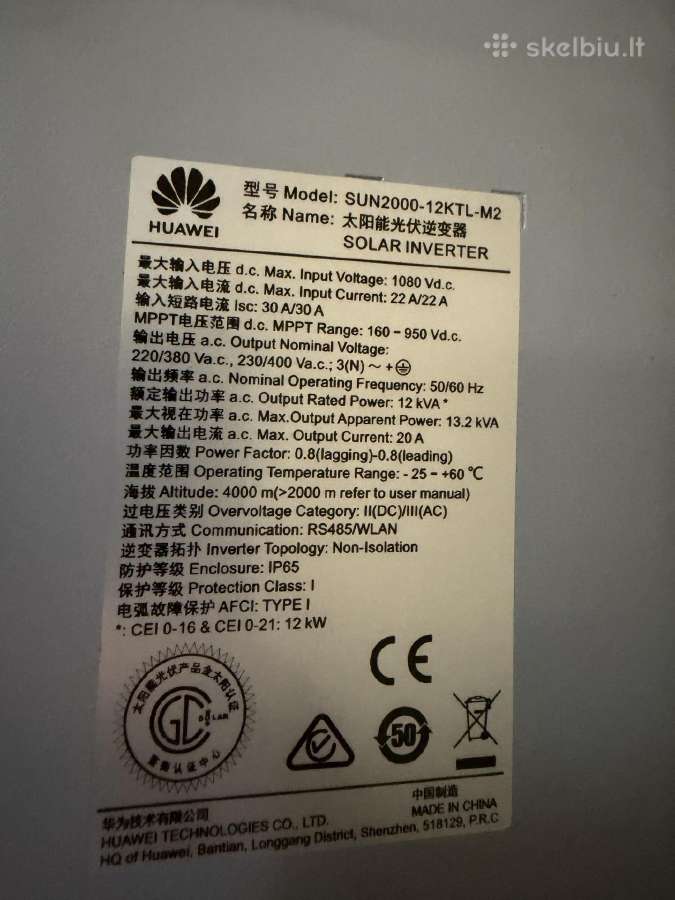 Huawei 12 kw trifazis Sun2000 12ktl-m2 - nuotraukos Nr. 6