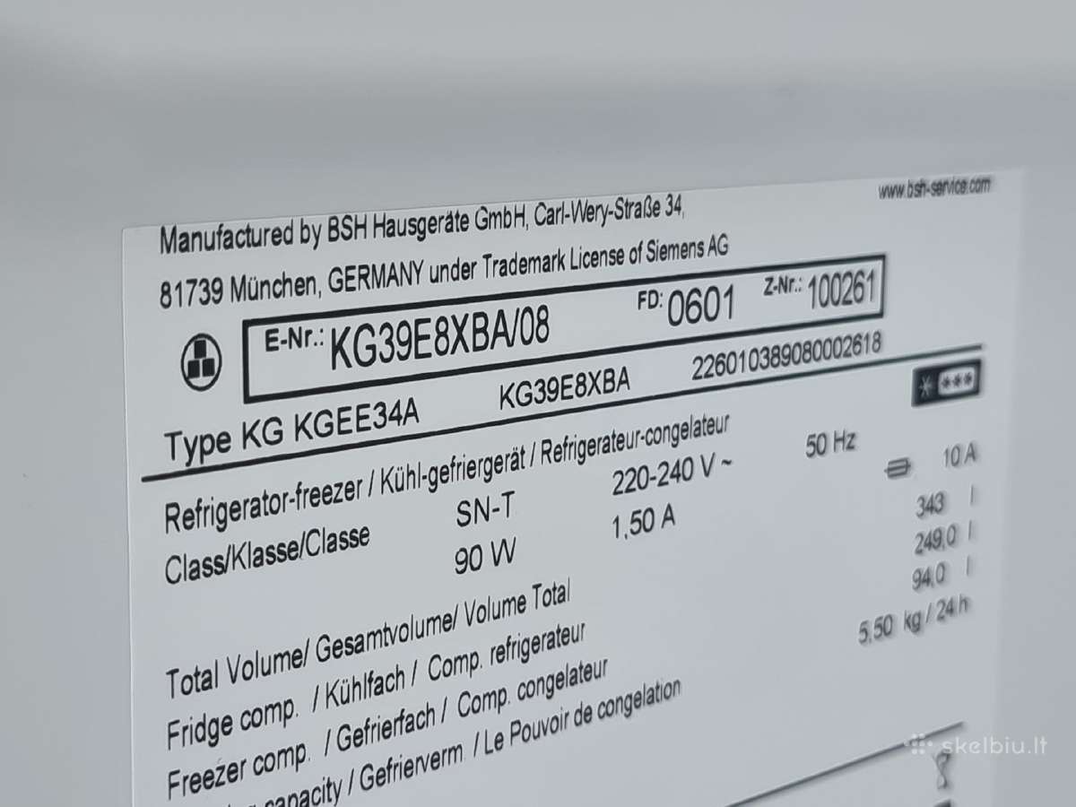 Naujas Siemens Kg39e8xba+ garantija - nuotraukos Nr. 17