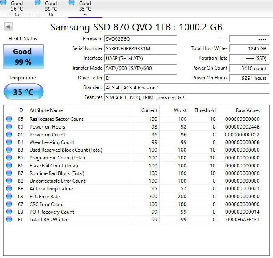 Samsung 870 Qvo 1tb SSD Sata 2.5 - nuotraukos Nr. 3