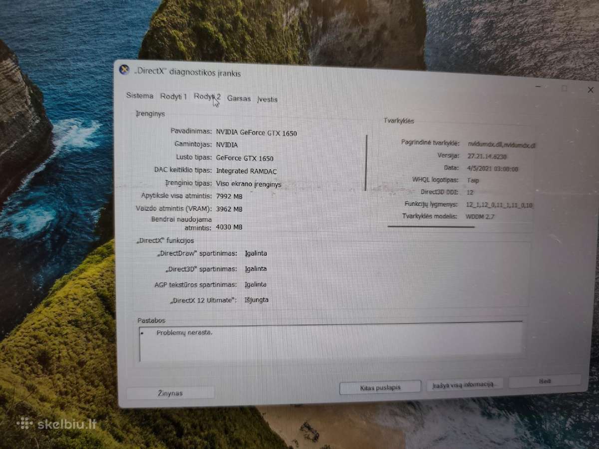 Lenovo Ideapad gaming i5-10300h 8gb 250ssd gtx1650 - nuotraukos Nr. 8