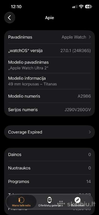 Apple Watch Ultra 2 49mm GPS + Cellular Titanium - nuotraukos Nr. 14