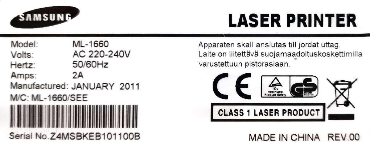 Spausdintuvas Samsung Ml-1660 - nuotraukos Nr. 4