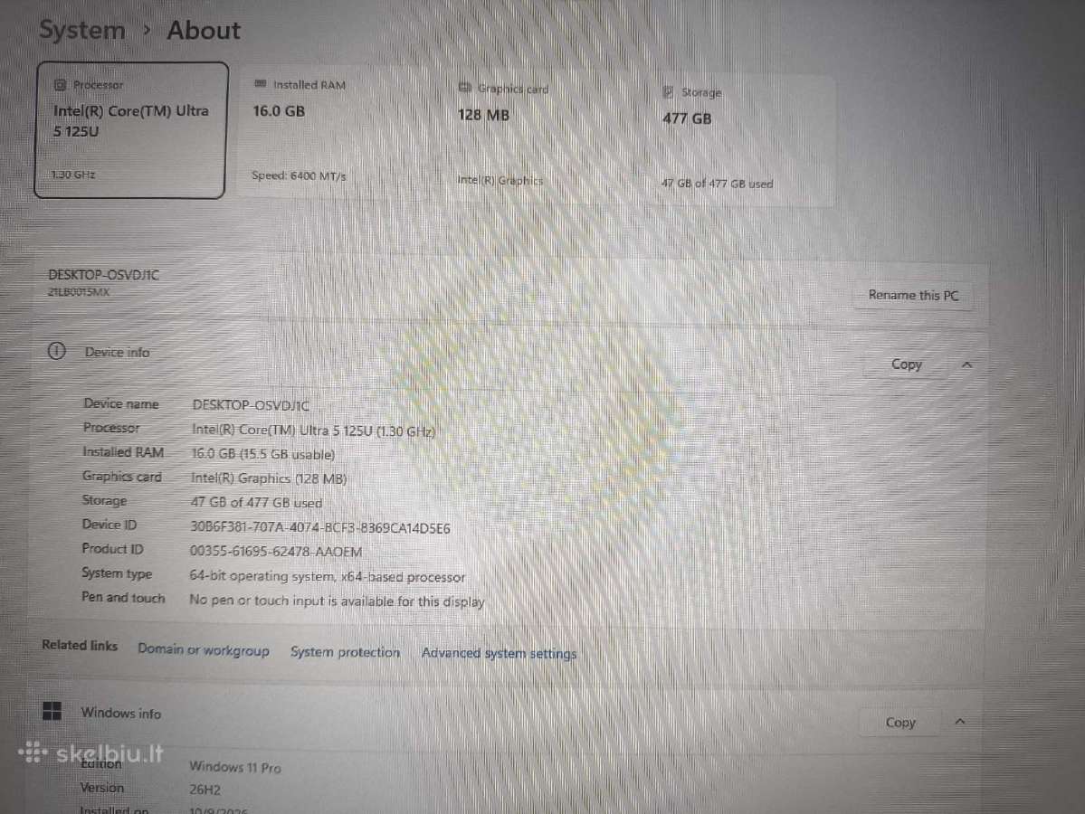L13 Gen 5 13.3 Fhd+ Ultra 125u 16/512gb 2027-10-28 - nuotraukos Nr. 4