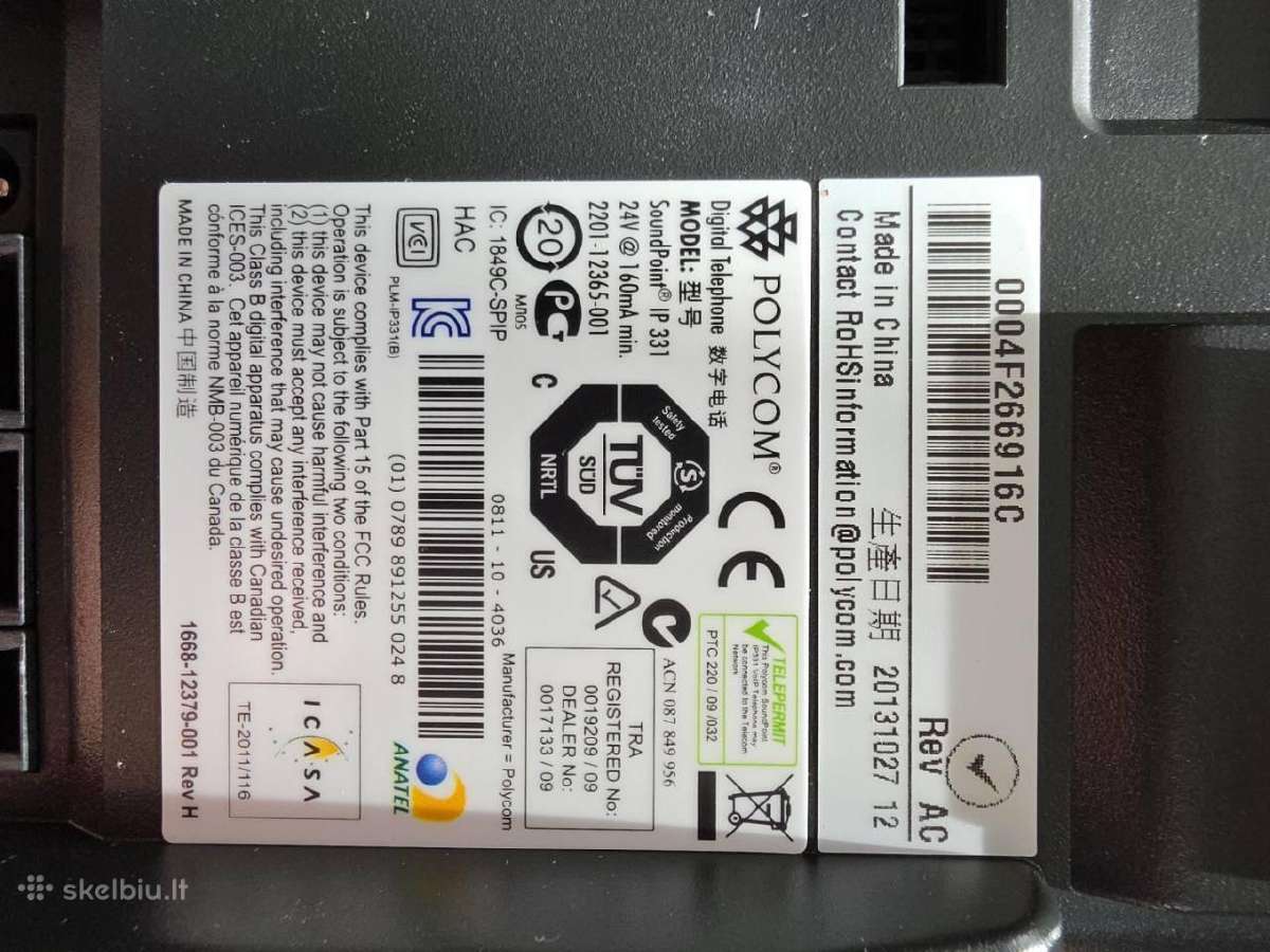 Polycom Soundpoint Ip331 Sip / Voip telefonas - nuotraukos Nr. 2
