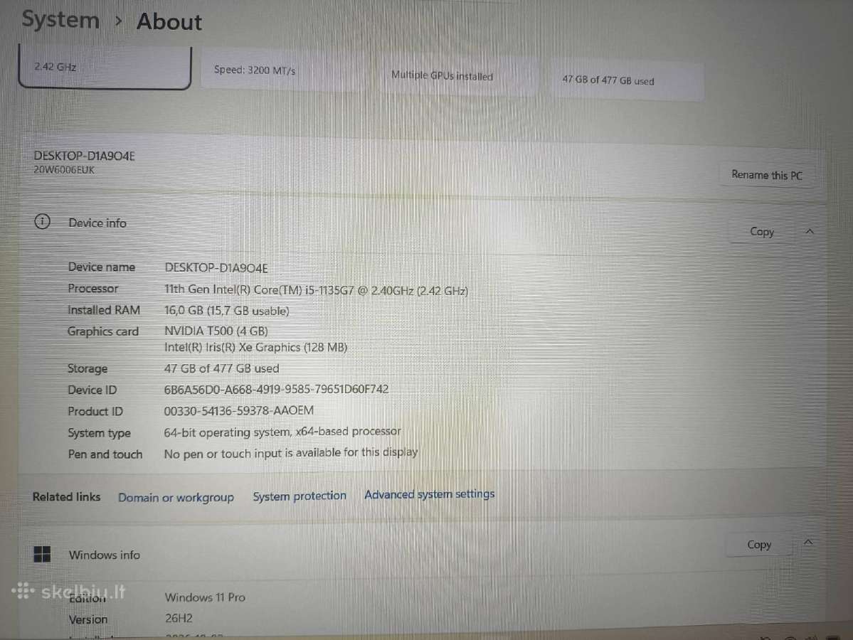 P15s 15.6 Fhd Ips i5-1135g7 16/512gb UK Kb 10% - nuotraukos Nr. 4