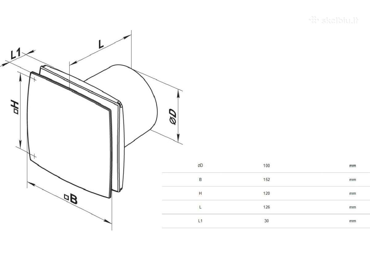 Naujas ventiliatorius 100 mm skersmens, 14 W - nuotraukos Nr. 3