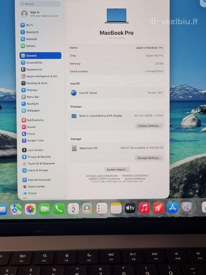 Apple MacBook Pro 16 M2 Pro 32 GB RAM 512 GB - nuotraukos Nr. 8