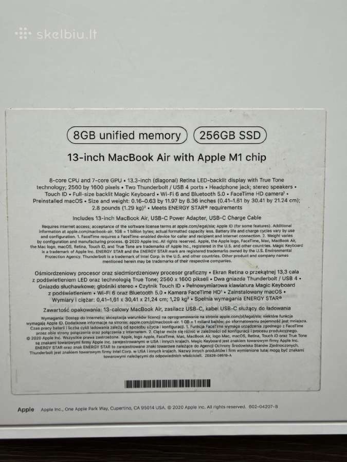 MacBook air M1 8/256 - nuotraukos Nr. 8
