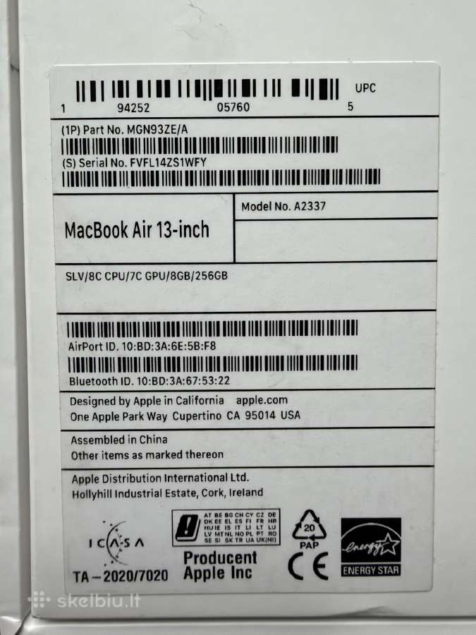 MacBook air M1 8/256 - nuotraukos Nr. 9