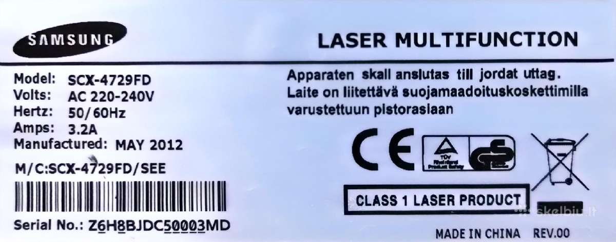Lazerinis Mfu „4-in-1“ Samsung Scx-4729fd - nuotraukos Nr. 3