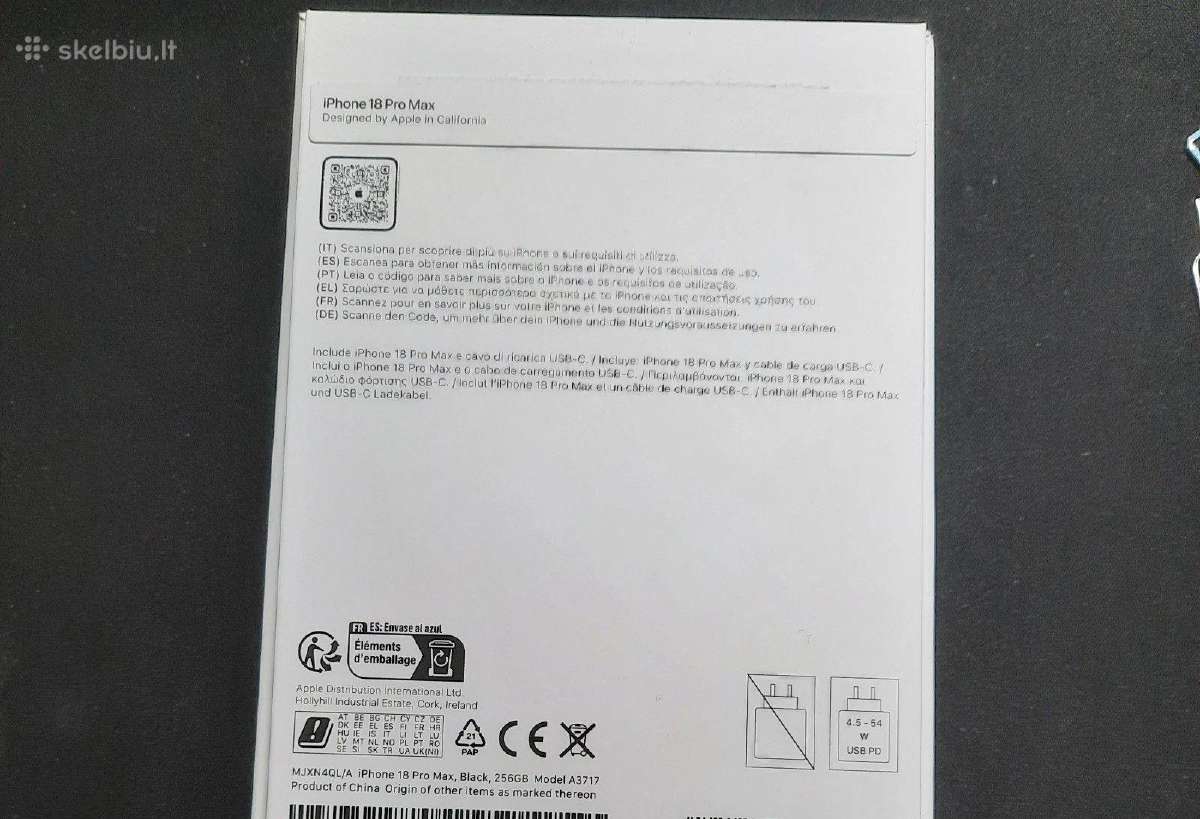 Apple iPhone 18 Pro Max 256gb, juodas, be tinklo - nuotraukos Nr. 2