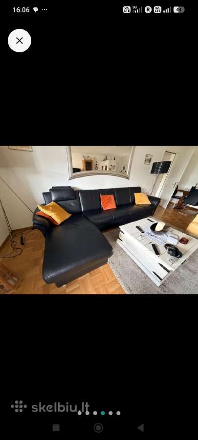 Juoda natūralios odos sofa su motorizuota dalimi - nuotraukos Nr. 2
