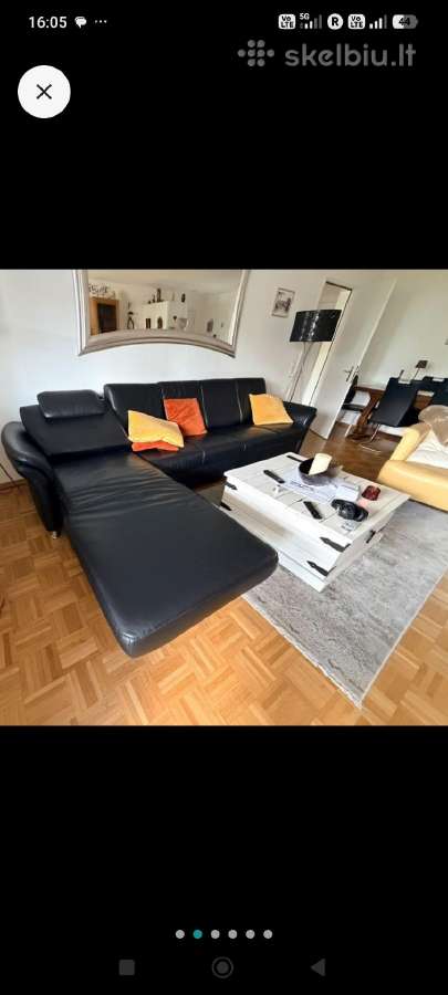 Juoda natūralios odos sofa su motorizuota dalimi - nuotraukos Nr. 5