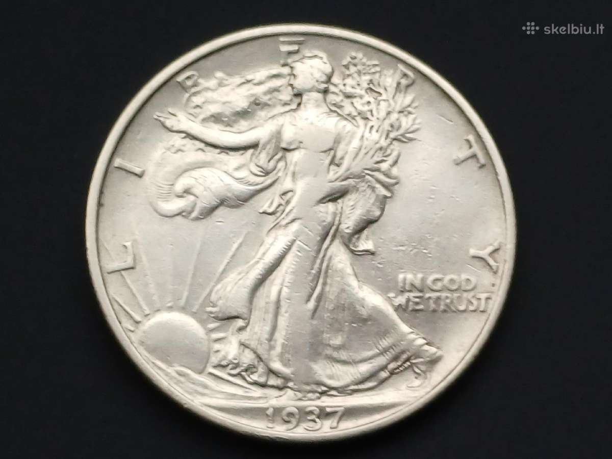Puse dolerio 1937m. JAV sidabras 900 - nuotraukos Nr. 2