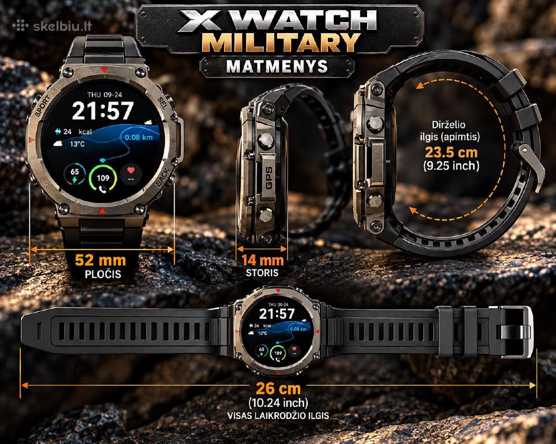 X Watch Military – vandeniui atsparus laikrodis - nuotraukos Nr. 5