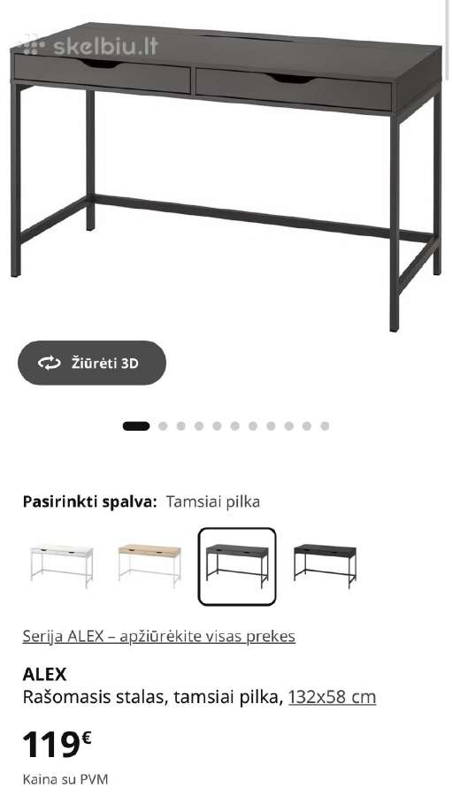 Ikea Alex rašomasis stalas su 2 spintelėmis - nuotraukos Nr. 2