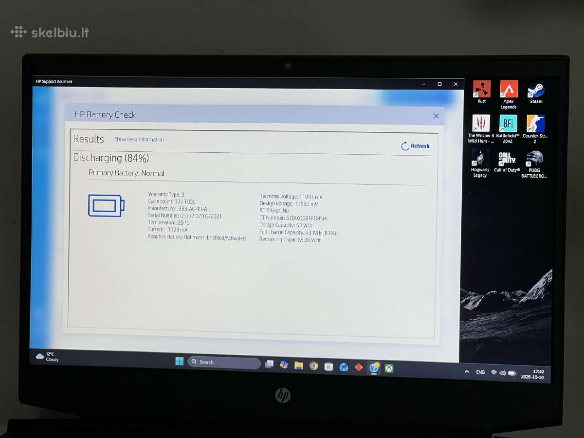 Parduodamas Hp Pavilion su Rtx 3050, Ryzen 5, 1tb. - nuotraukos Nr. 9
