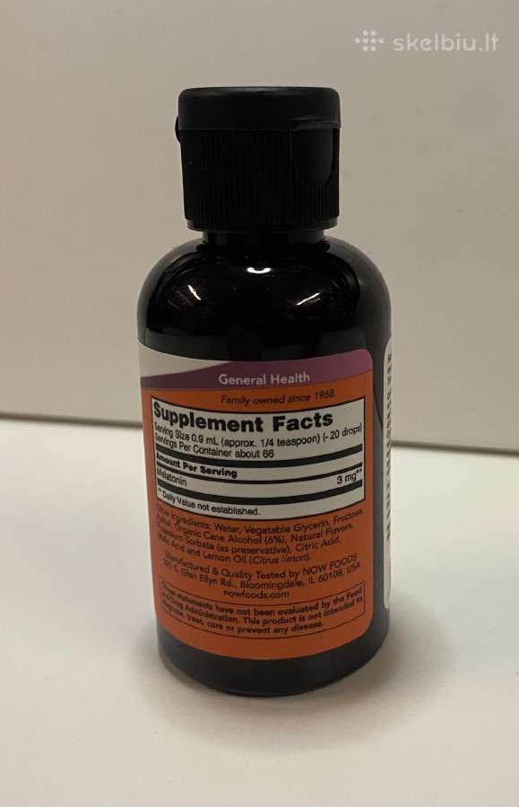 Now Foods skystas melatoninas 1 mg, 59 ml - nuotraukos Nr. 2