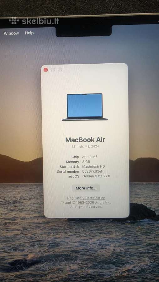 MacBook Air m3 8/256, 100% - nuotraukos Nr. 10