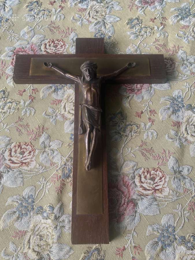 Įspūdingas vintažinis kryžius iš bronzos, medžio - nuotraukos Nr. 7