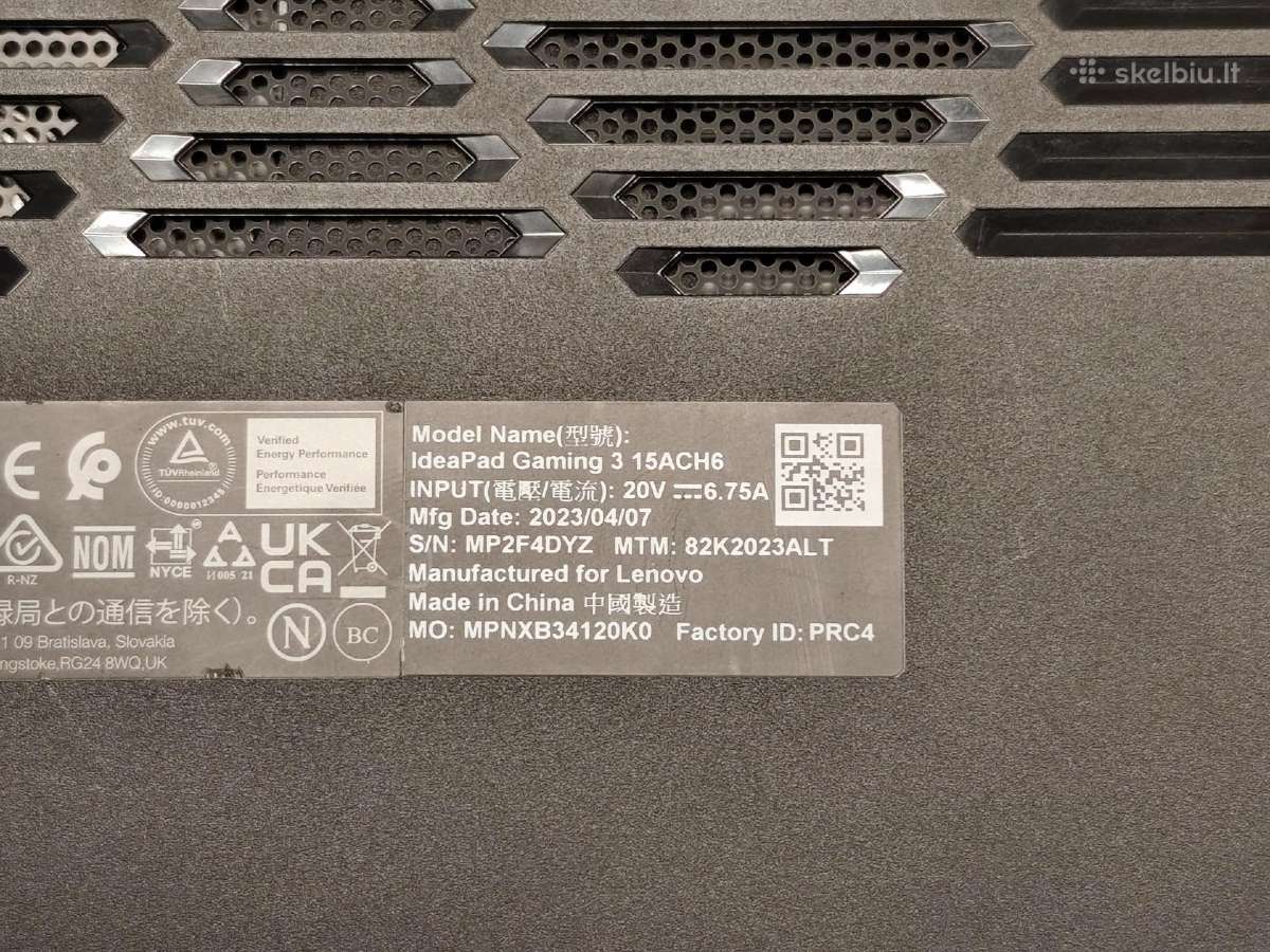 Lenovo Ideapad 3 15 R5-5600h 16gb 500ssd Rtx 3050 - nuotraukos Nr. 11