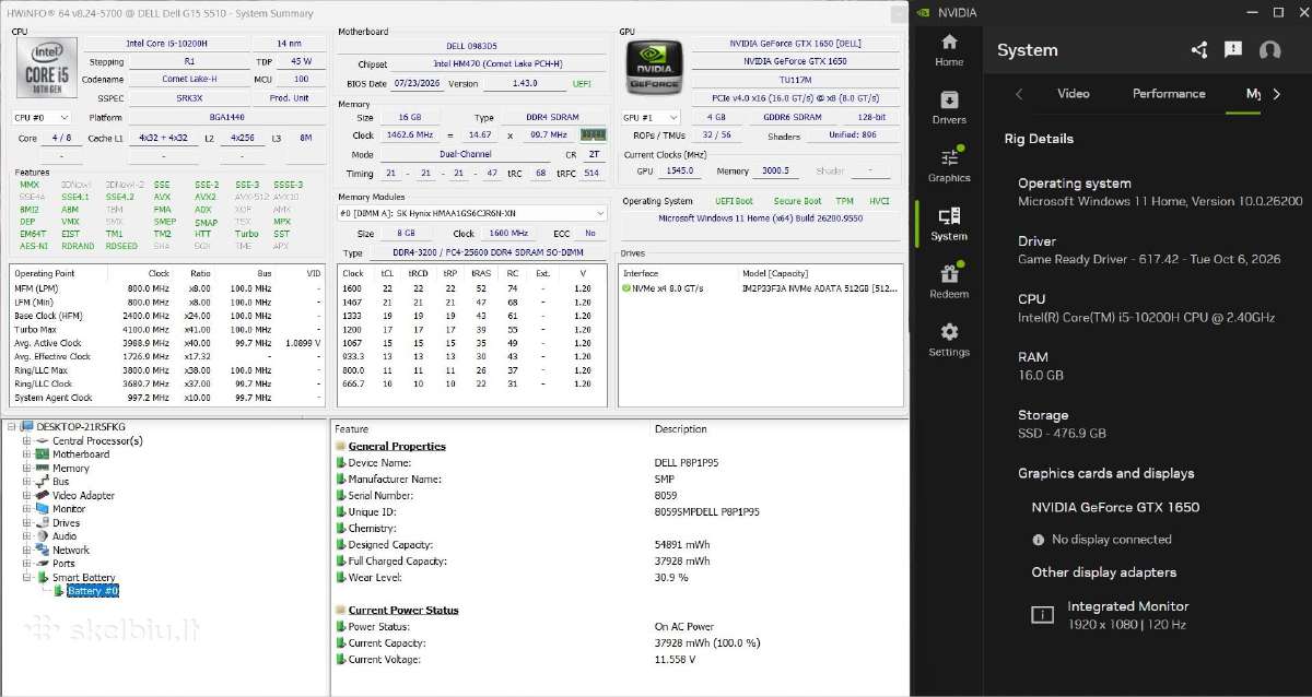Dell G15 i5 10gen, Gtx 1650 - nuotraukos Nr. 10