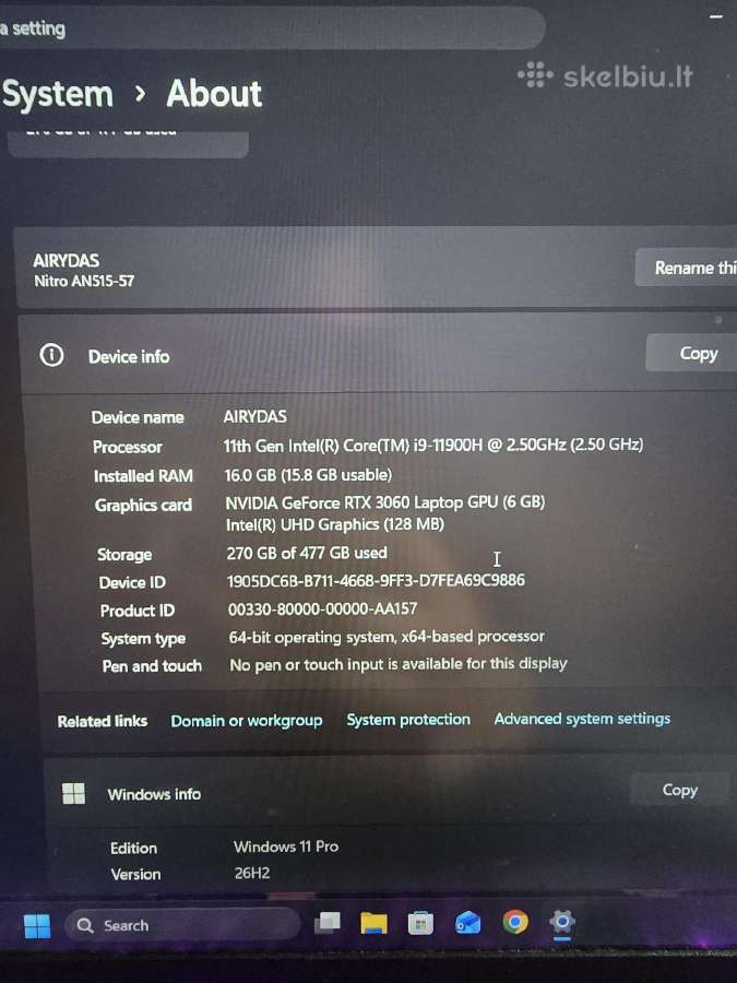 Acer Nitro 5 An515-57 - nuotraukos Nr. 6