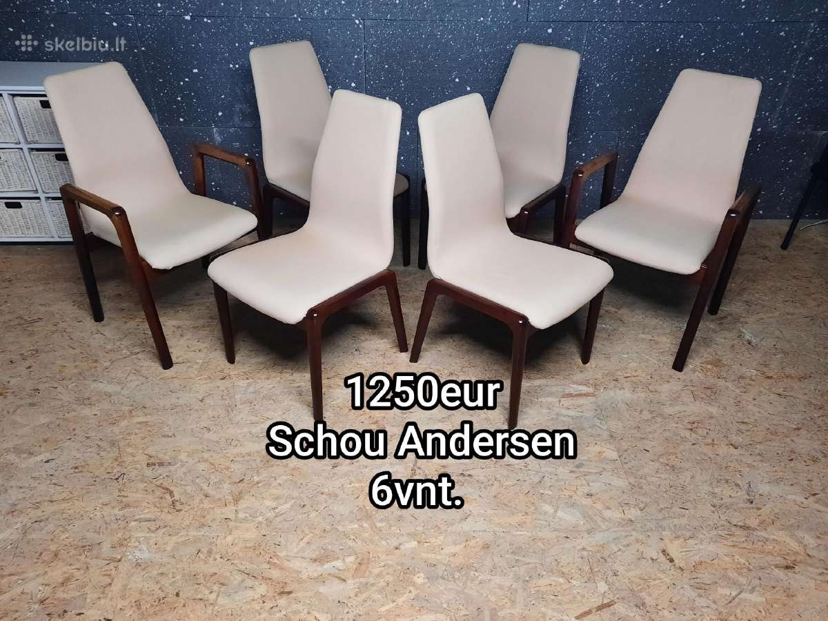 6 Shou Andersen Mid-century Kėdės iš Danijos - nuotraukos Nr. 2