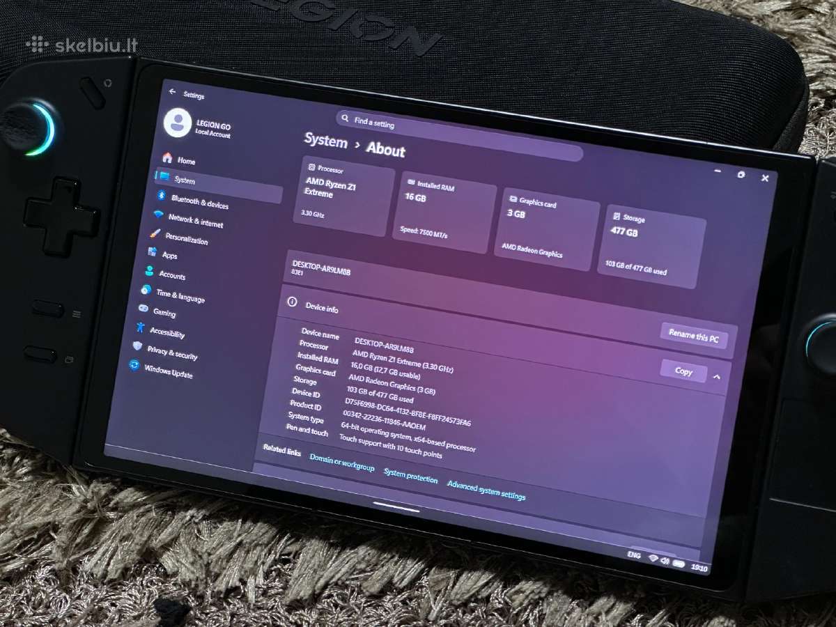 Parduodu Legion Go Z1 Extreme, 512gb, Qhd 8.8inch. - nuotraukos Nr. 3