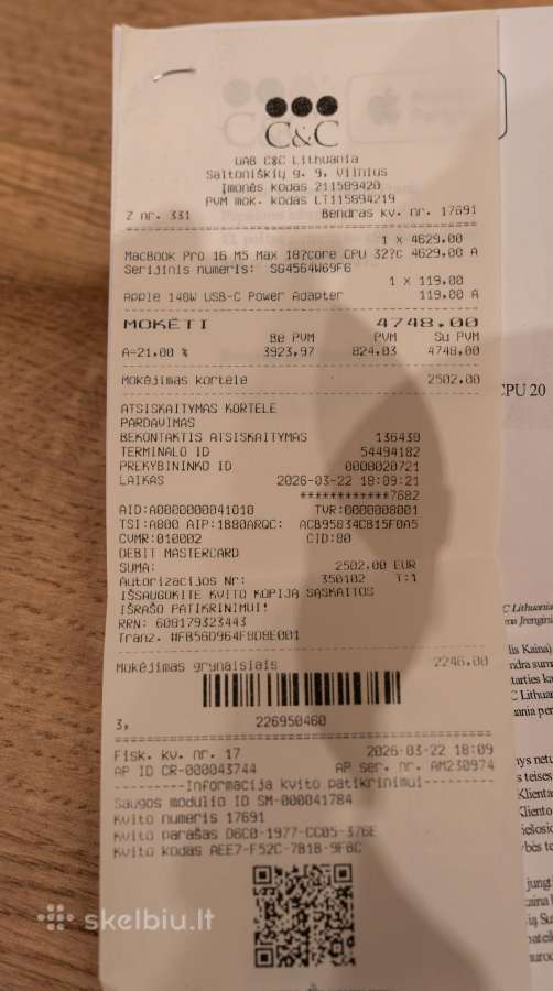 Apple MacBook Pro 16 M5 Max 36gb 2tb, LT garantija - nuotraukos Nr. 5
