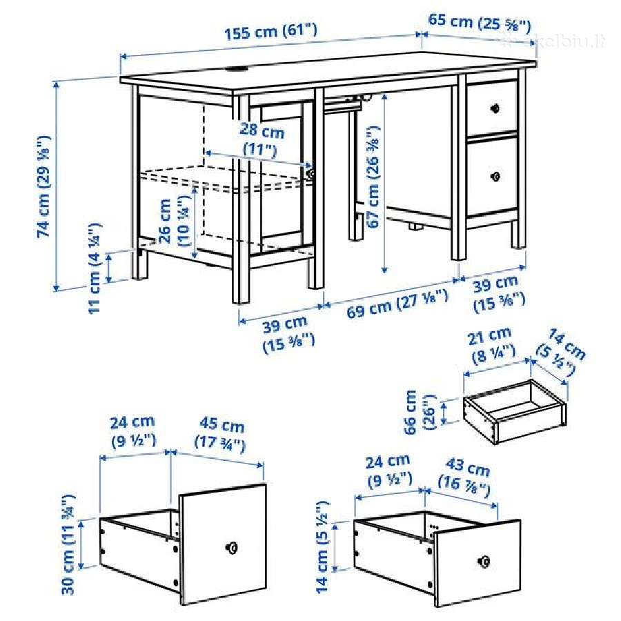 Rašomasis stalas Ikea Hemnes - nuotraukos Nr. 4