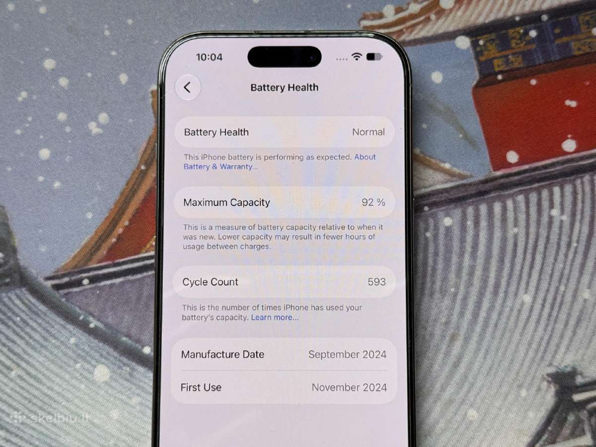 iPhone 16 Pro 128 GB 92% BH Natural Titanium - nuotraukos Nr. 2