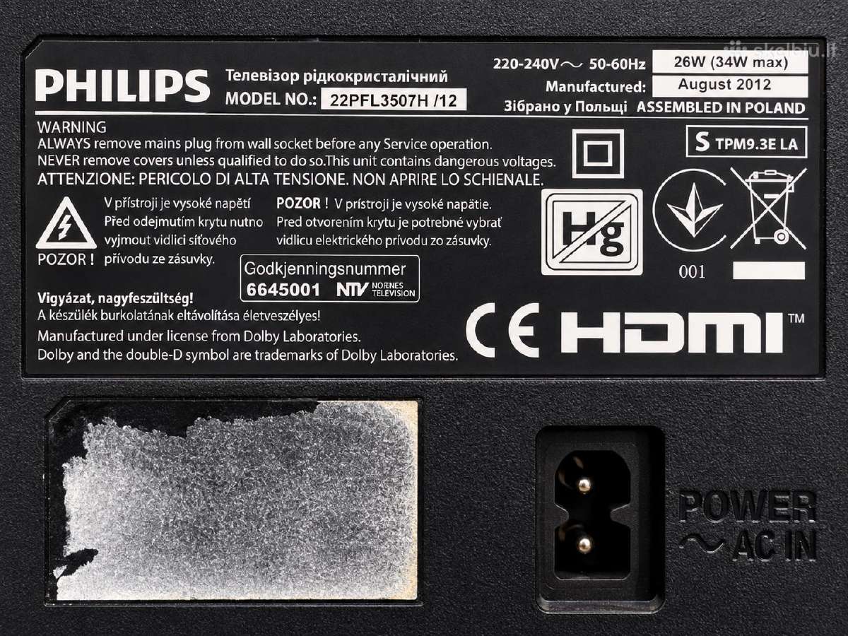 Naudotas Philips 22pfl3507h/12 22" televizorius - nuotraukos Nr. 3