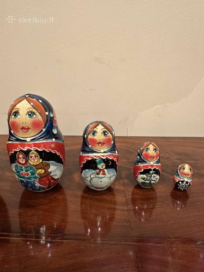 5 dalių medinių matrioškų rinkinys – žiemos scenos - nuotraukos Nr. 3